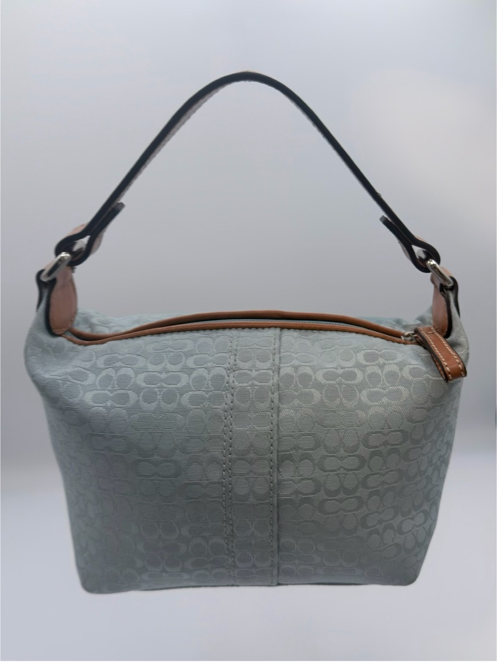 Vintage Coach Y2K Soho Mini Signature Jacquard Top Handle Bag Light Blue